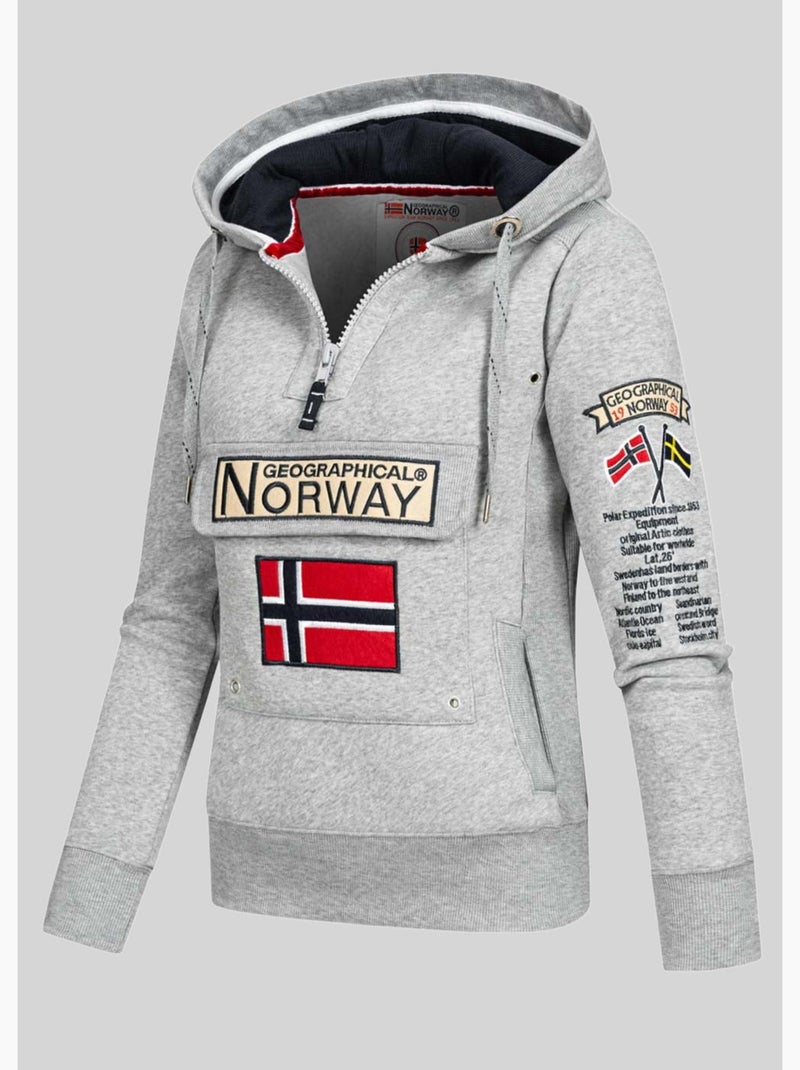Sweat à capuche gymclass – geographical norway Gris clair - Kiabi