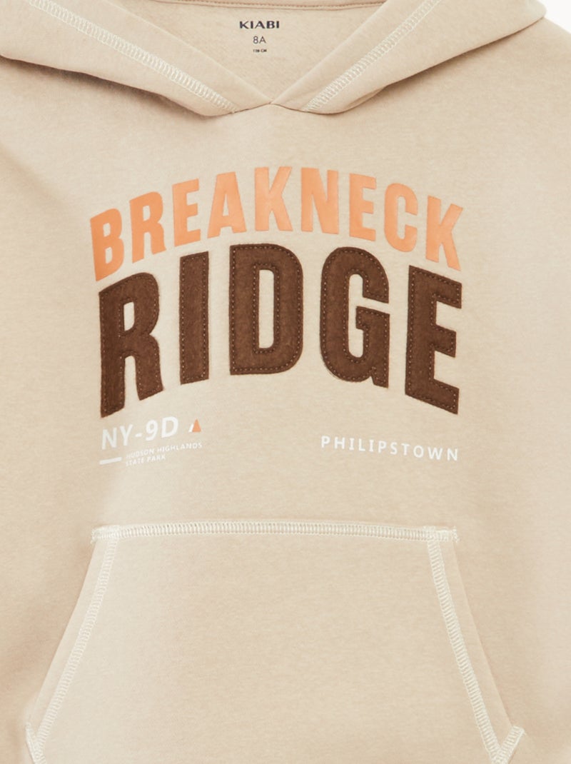 Sweat à capuche imprimé Beige - Kiabi