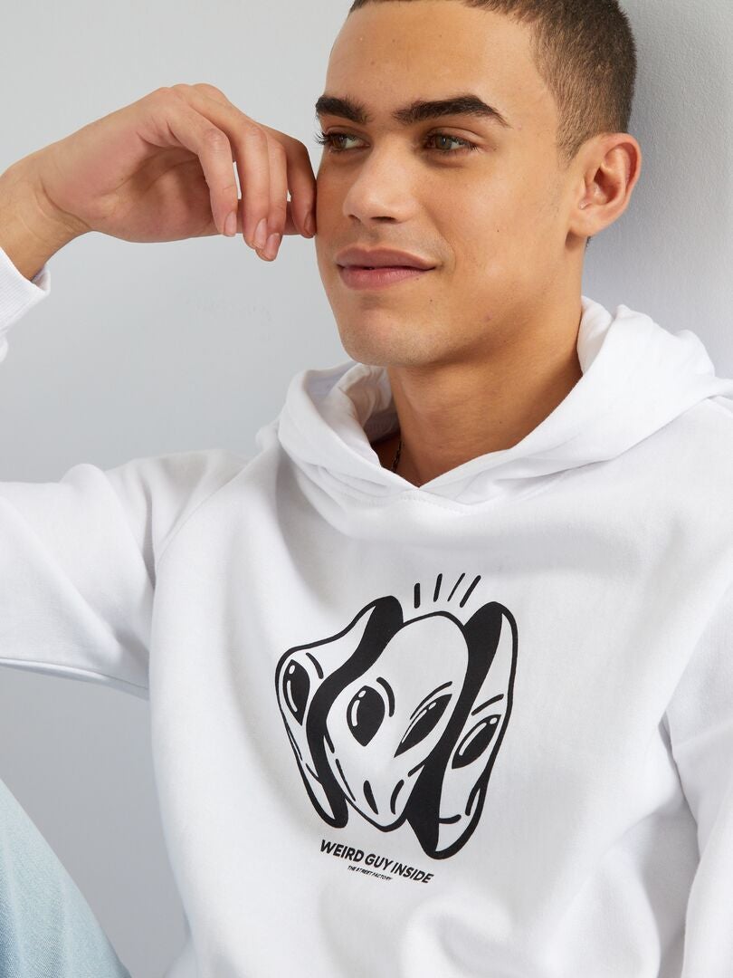 Sweat à capuche imprimé fantaisie Blanc/noir - Kiabi