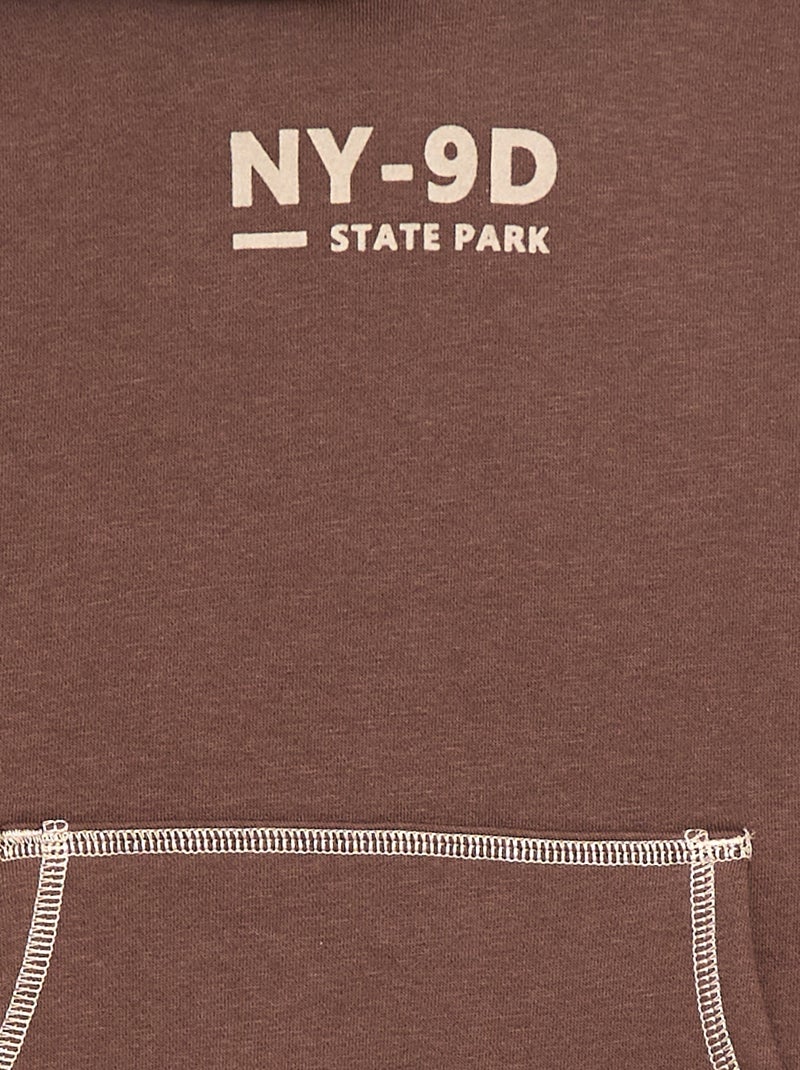 Sweat à capuche imprimé Marron - Kiabi