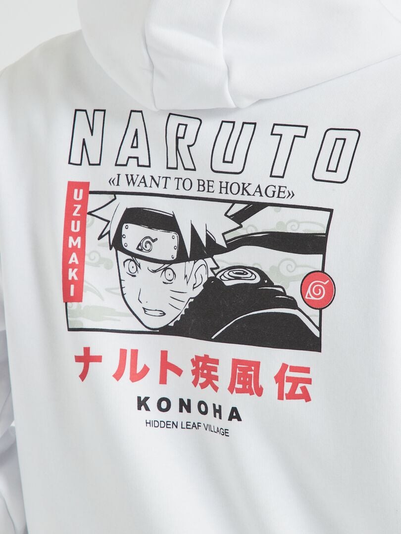 Sweat à capuche imprimé Naruto blanc - Kiabi