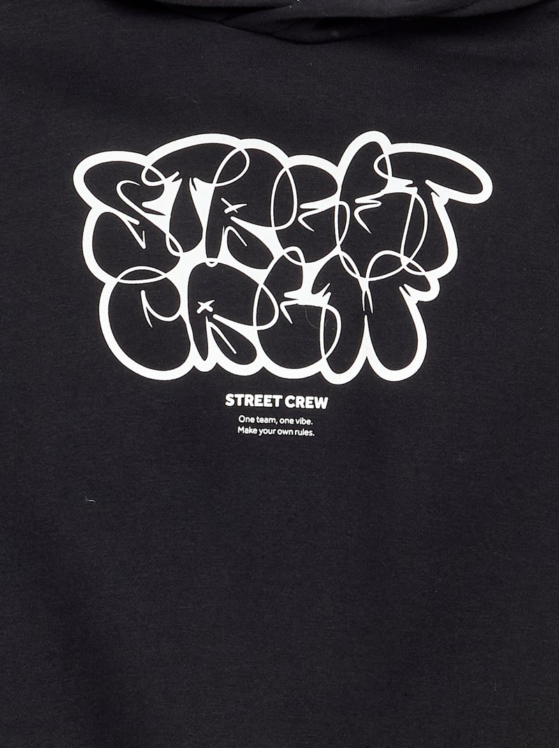 Sweat à capuche imprimé Noir - Kiabi
