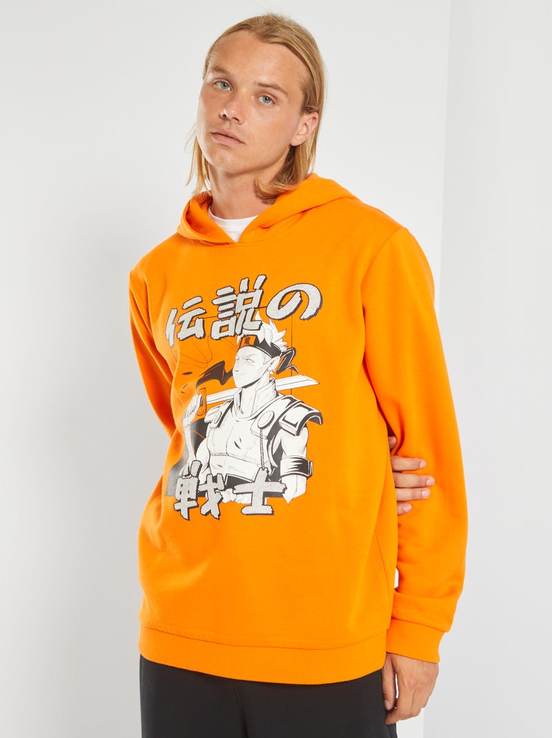 Sweat à capuche imprimé Orange - Kiabi