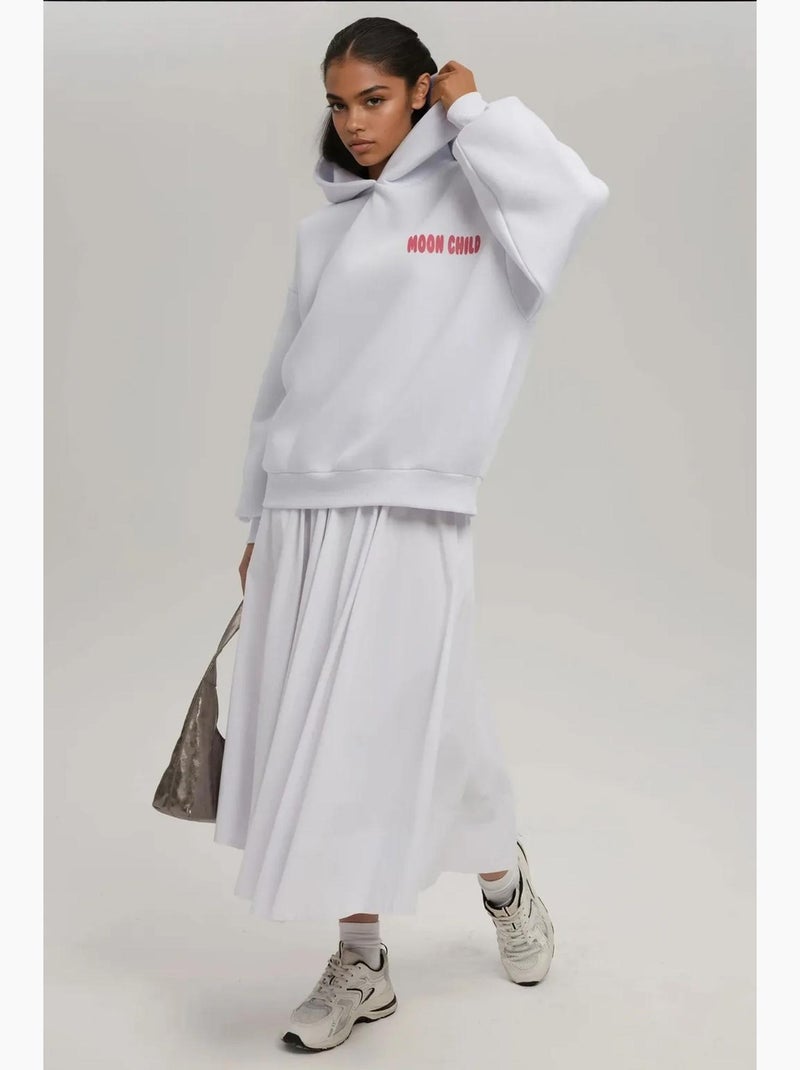 Sweat à capuche imprimé surdimensionné hiccup Blanc cassé - Kiabi
