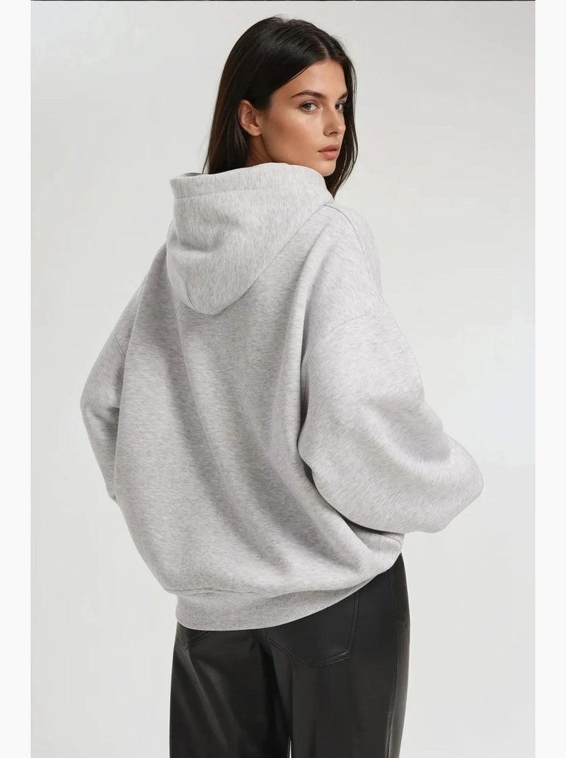 Sweat à capuche imprimé surdimensionné hiccup Gris - Kiabi