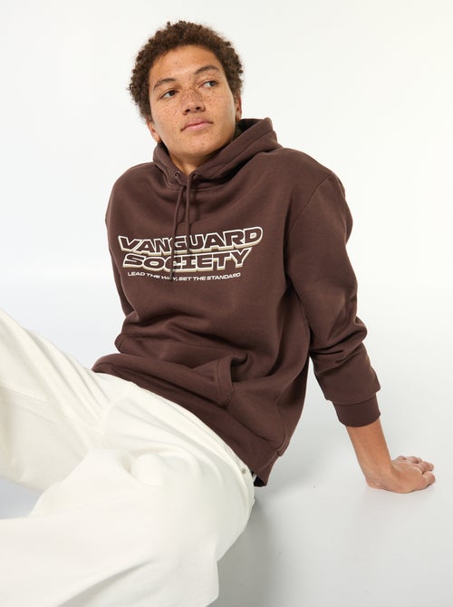 Sweat à capuche inscription devant et dos - Kiabi