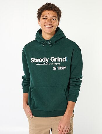 Sweat à capuche inscription devant et dos