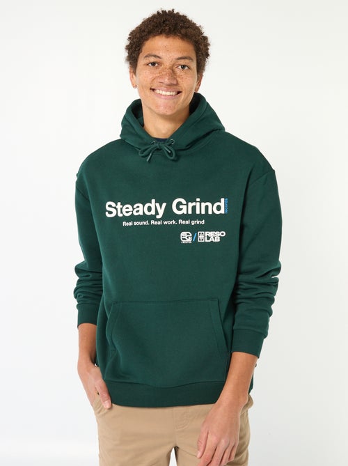 Sweat à capuche inscription devant et dos - Kiabi