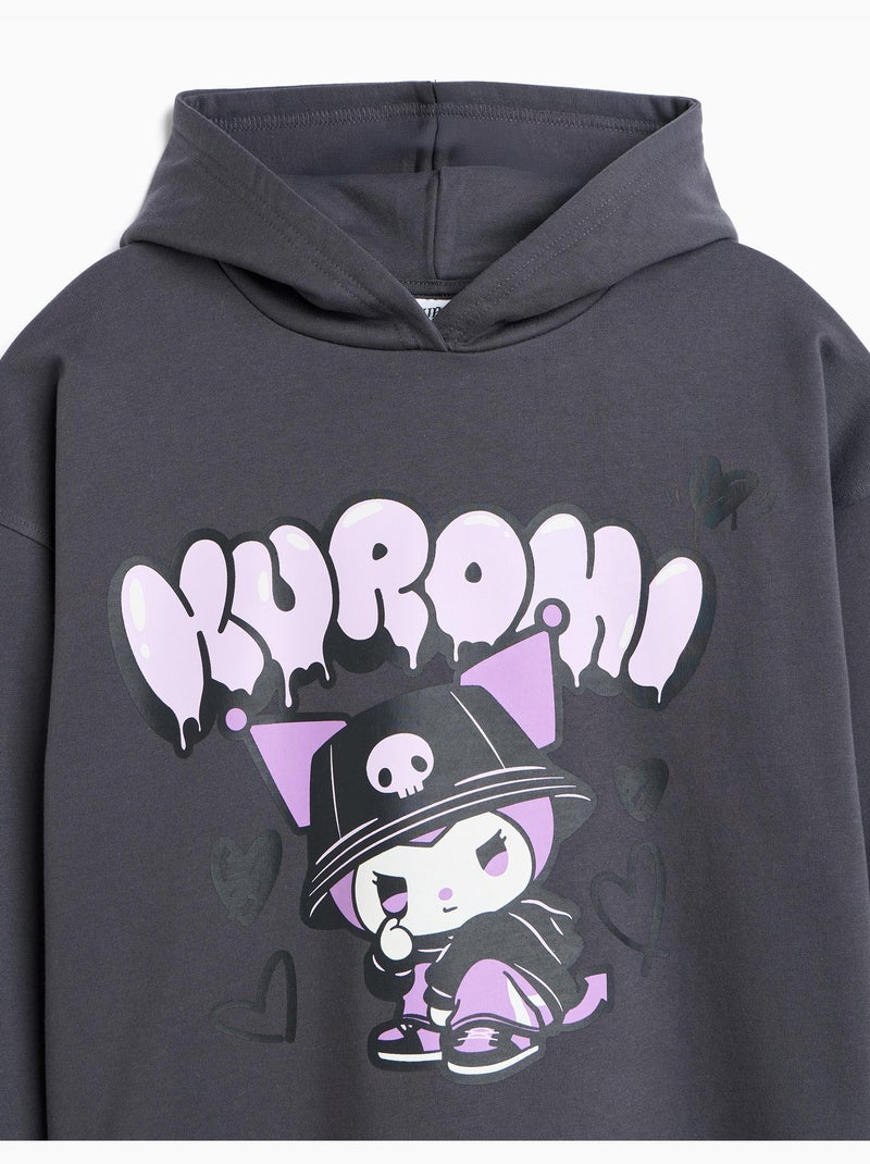 Sweat à capuche 'kuromi', mo fashion Gris - Kiabi
