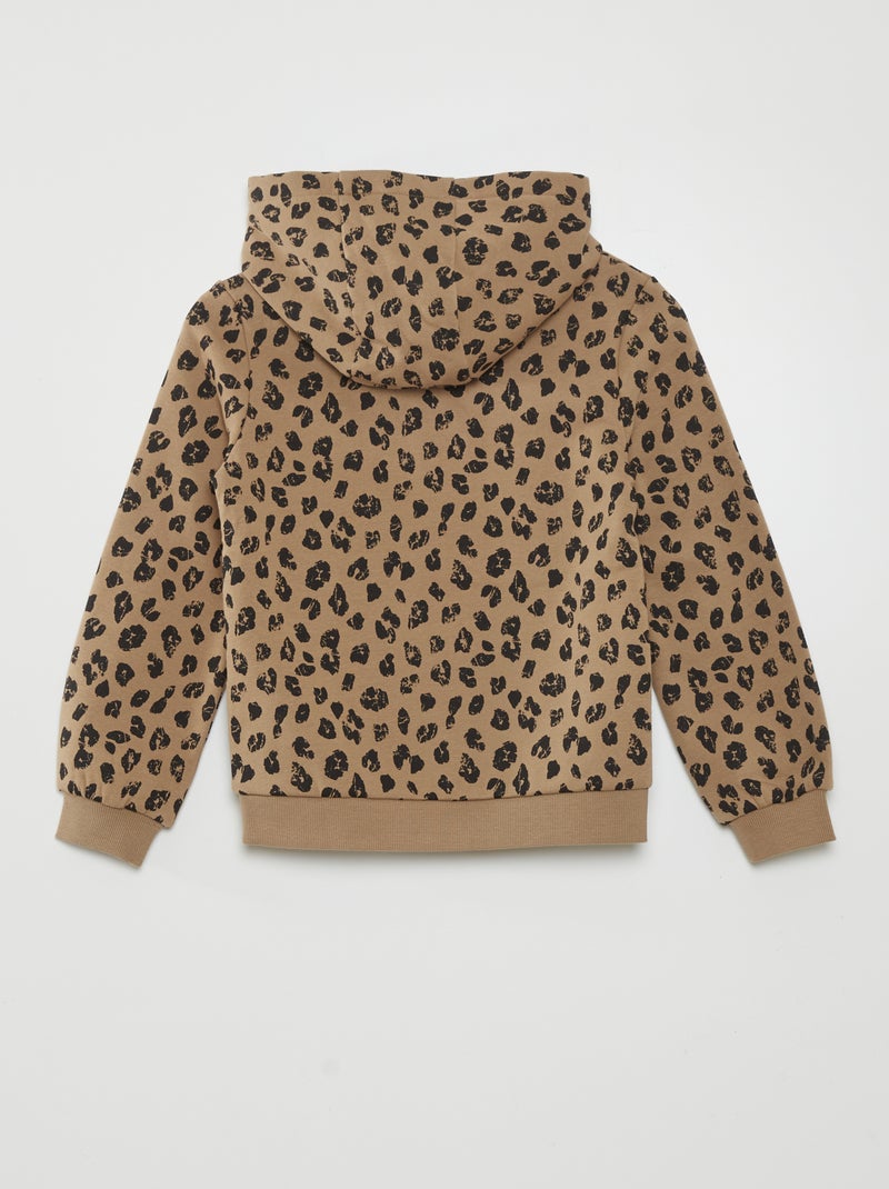 Sweat à capuche motif léopard Beige - Kiabi
