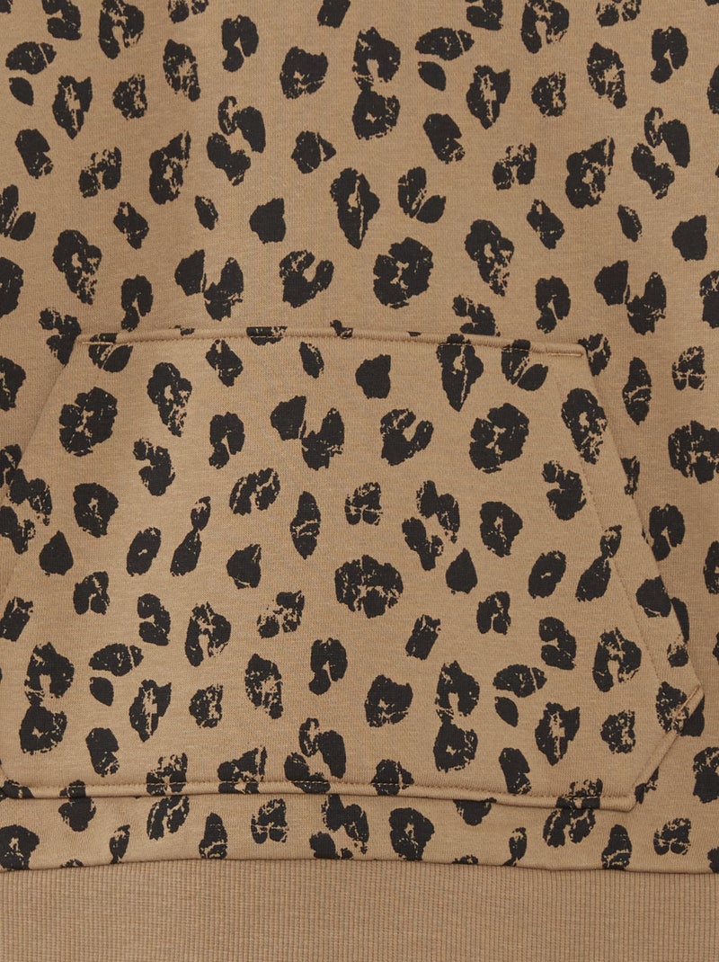Sweat à capuche motif léopard Beige - Kiabi