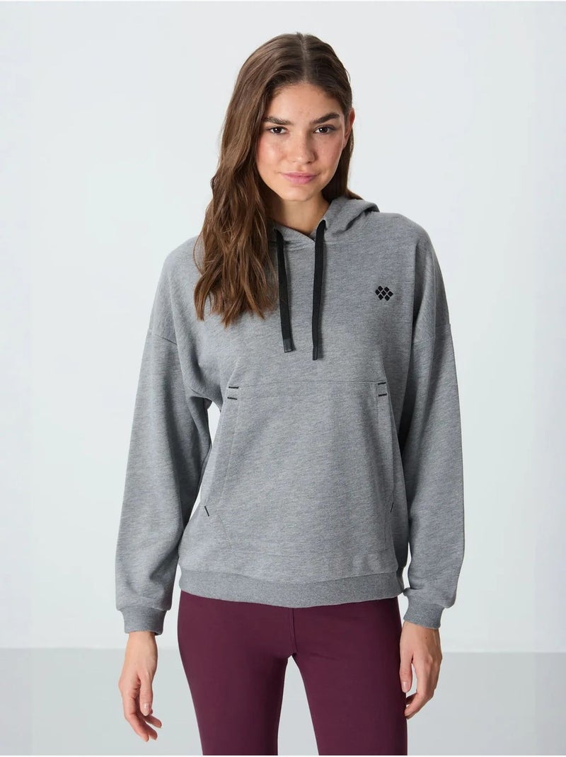 Sweat à capuche oversize avec poche tommy Gris - Kiabi