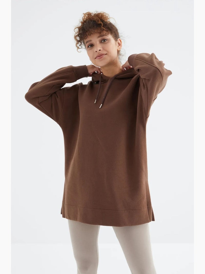 Sweat à capuche oversize avec poche tommy Marron - Kiabi
