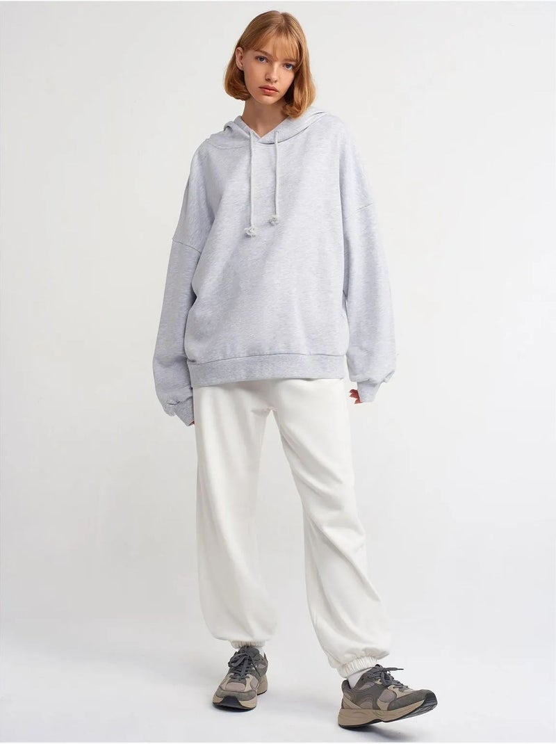 Sweat à capuche oversize en coton dilvin Gris clair - Kiabi