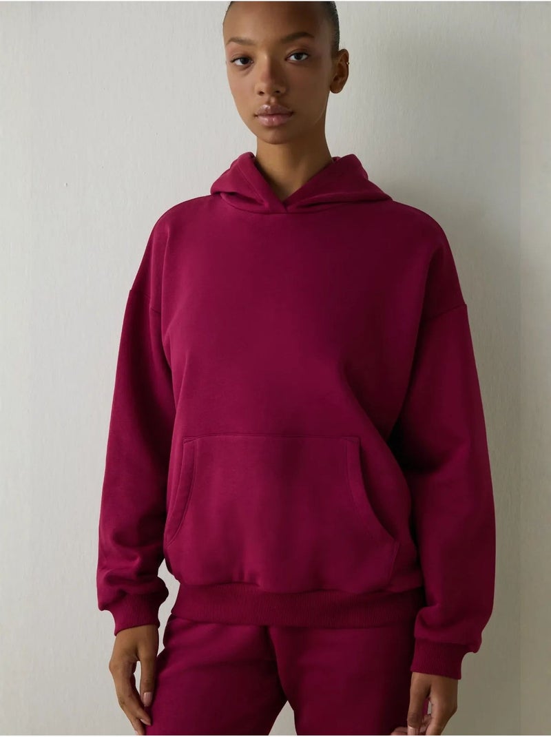 Sweat à capuche oversize penti Rouge bordeaux - Kiabi