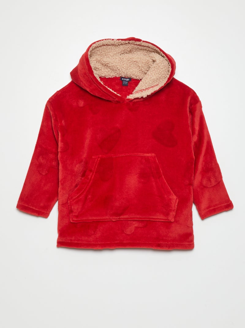 Sweat à capuche peignoir 'cœurs' Rouge - Kiabi