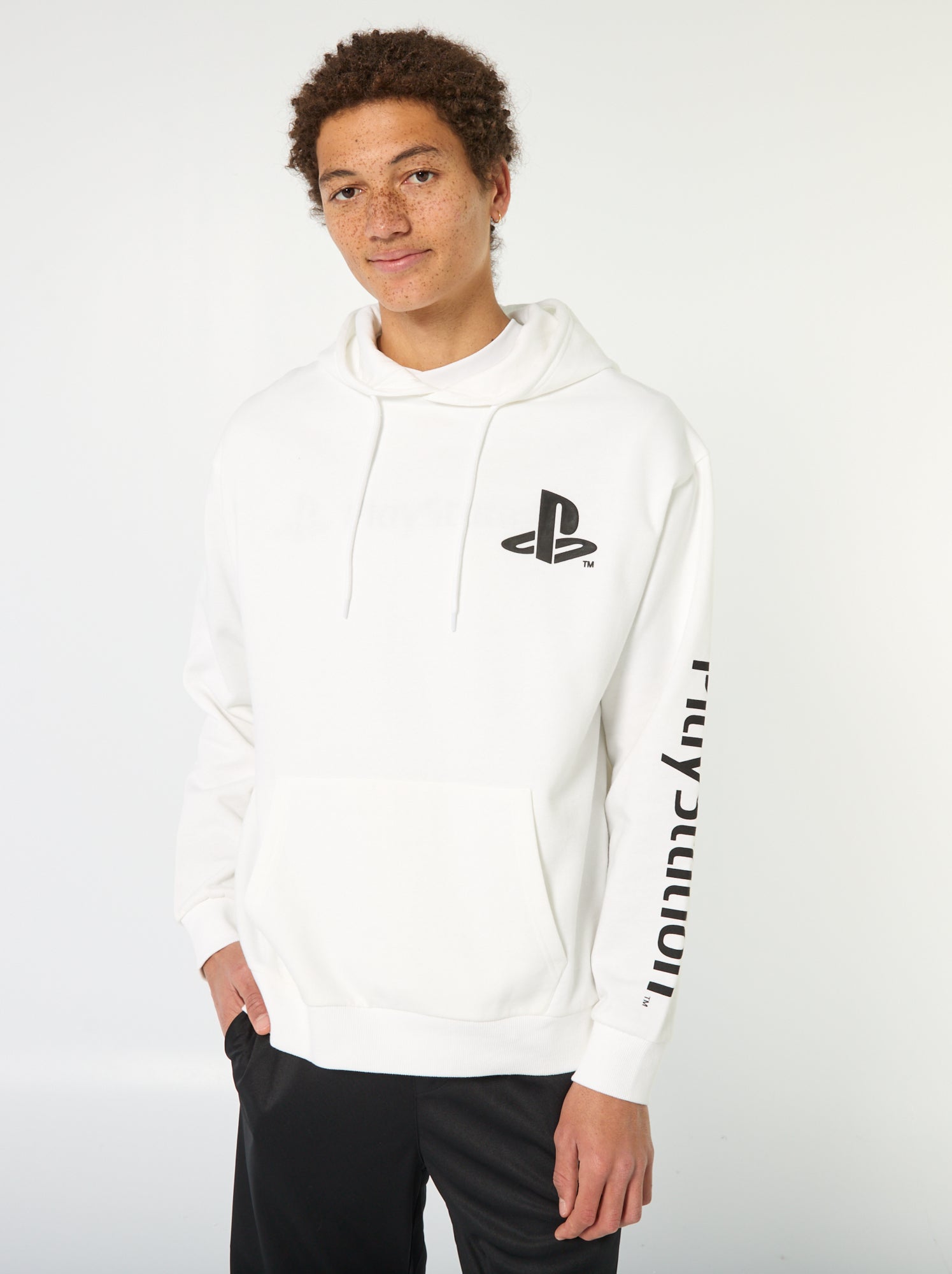 Sweat à Capuche Garçon PlayStation Taille 12-14 Ans - Blanc En Coton - Occasion Bon état