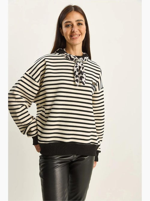 Sweat à capuche rayé avec cordon de serrage lucci - Kiabi Sweat à capuche rayé avec cordon de serrage lucci - Kiabi