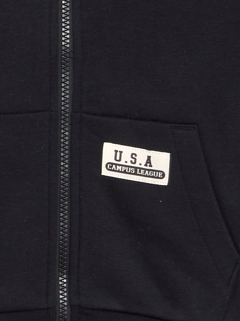 Sweat à capuche style américain Noir - Kiabi