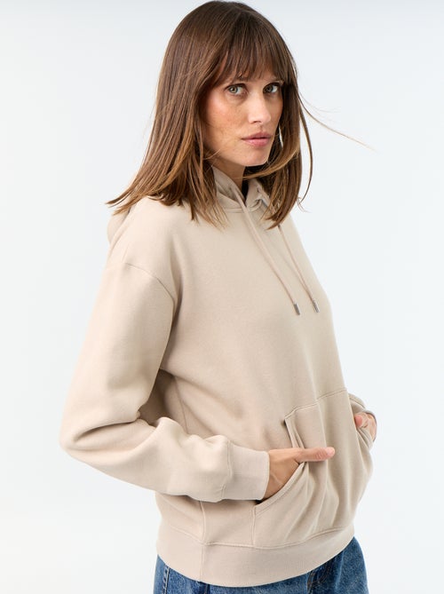 Sweat à capuche uni avec poche kangourou - Kiabi