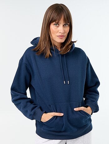 Sweat à capuche uni avec poche kangourou