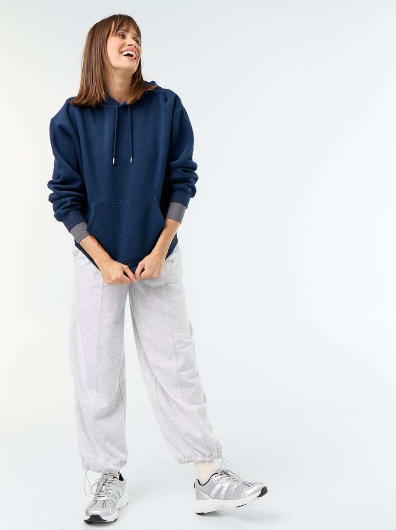 Sweat à capuche uni avec poche kangourou Bleu - Kiabi