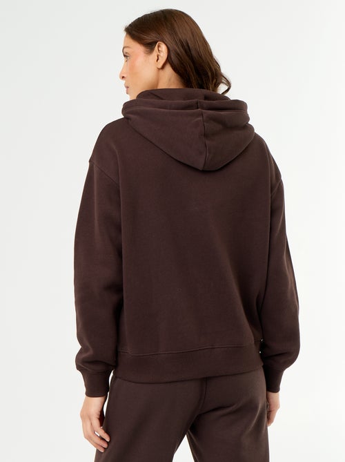 Sweat à capuche uni avec poche kangourou - Kiabi