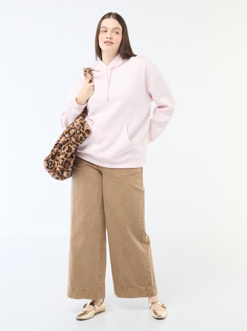 Sweat à capuche uni avec poche kangourou - Kiabi