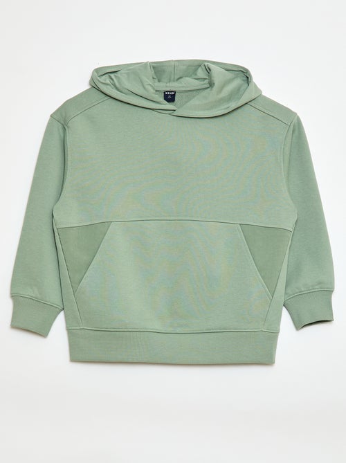 Sweat à capuche uni avec poche kangourou - Kiabi