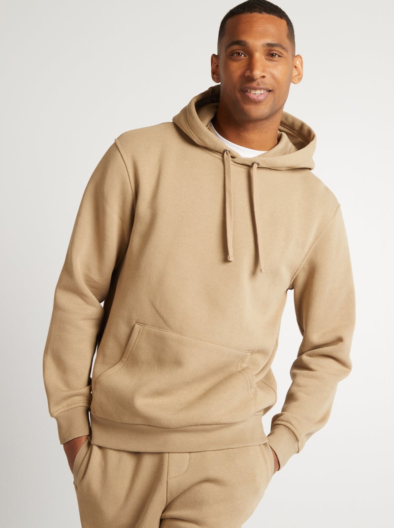 Sweat à capuche uni Beige - Kiabi