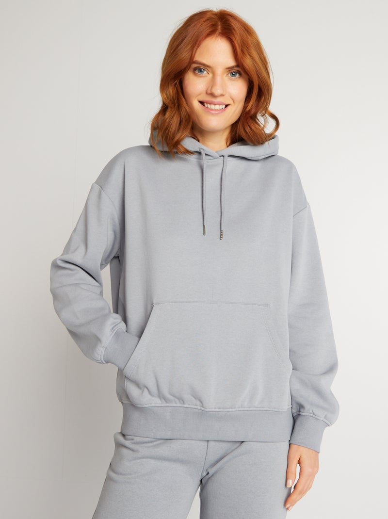 Sweat à capuche uni Bleu - Kiabi