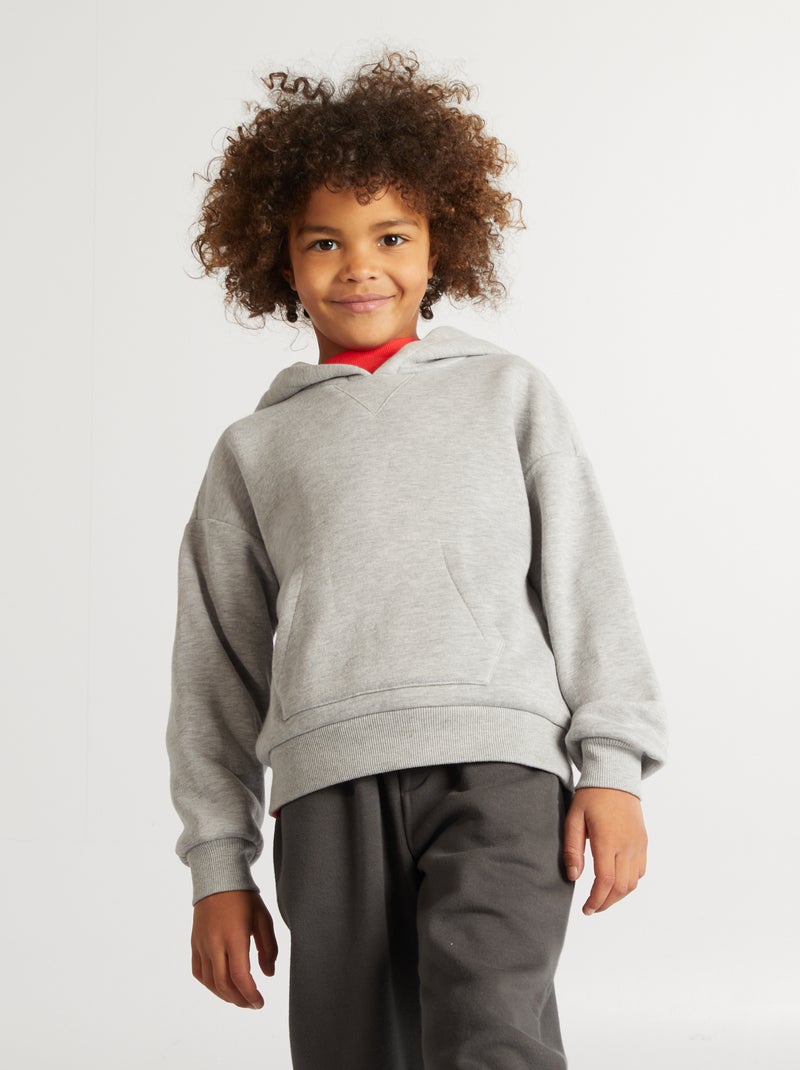 Sweat à capuche uni Gris - Kiabi