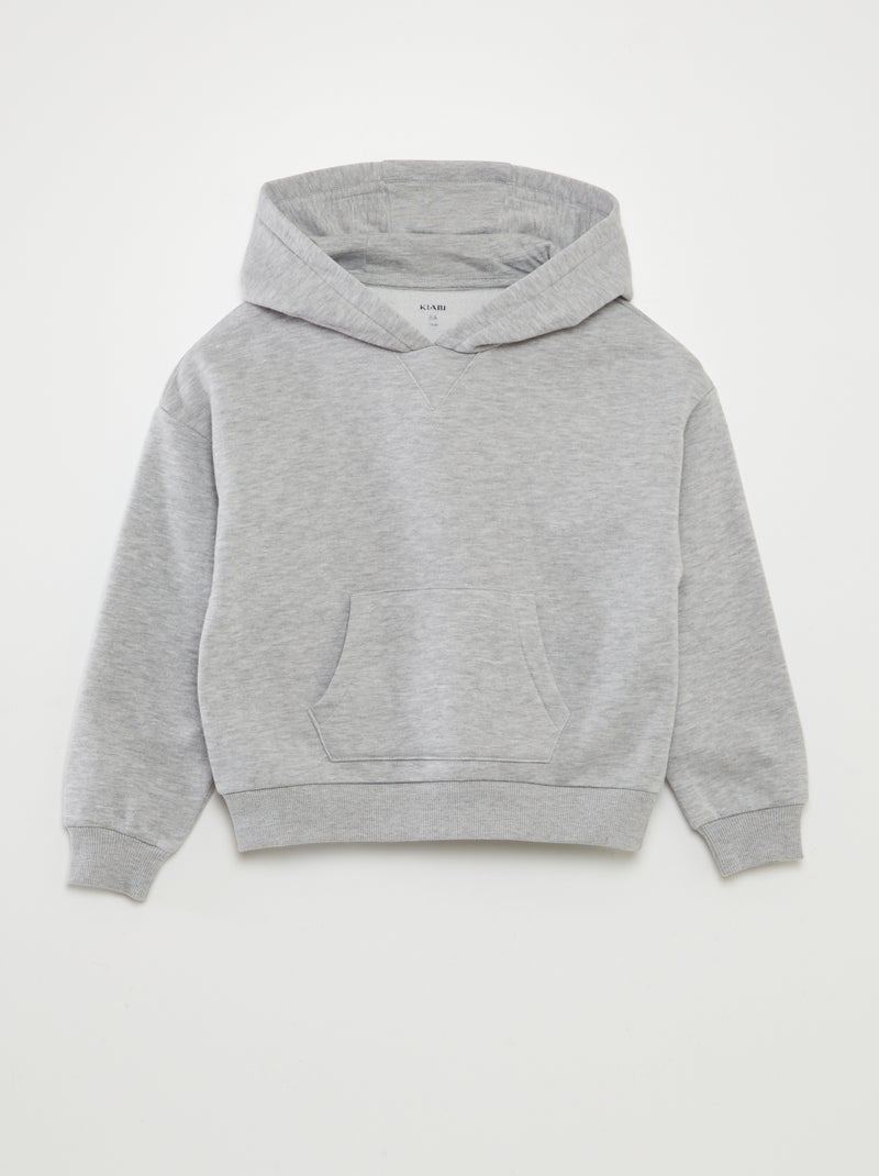 Sweat à capuche uni Gris - Kiabi