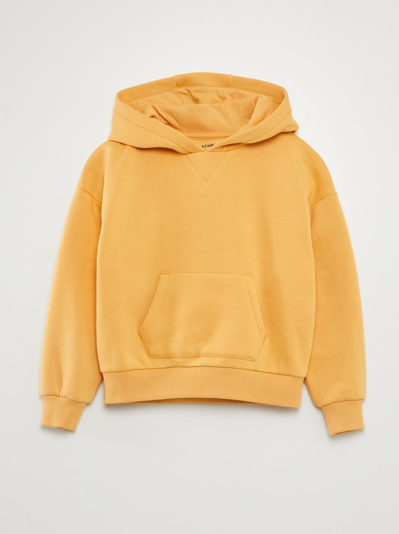 Sweat à capuche uni jaune - Kiabi