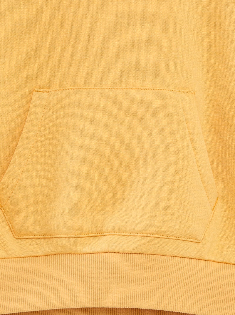 Sweat à capuche uni jaune - Kiabi