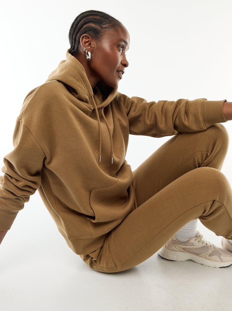Sweat à capuche uni Marron - Kiabi