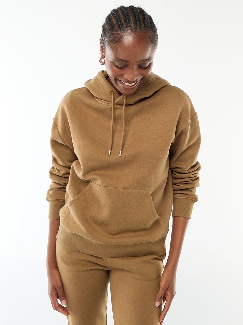 Sweat à capuche uni Marron - Kiabi