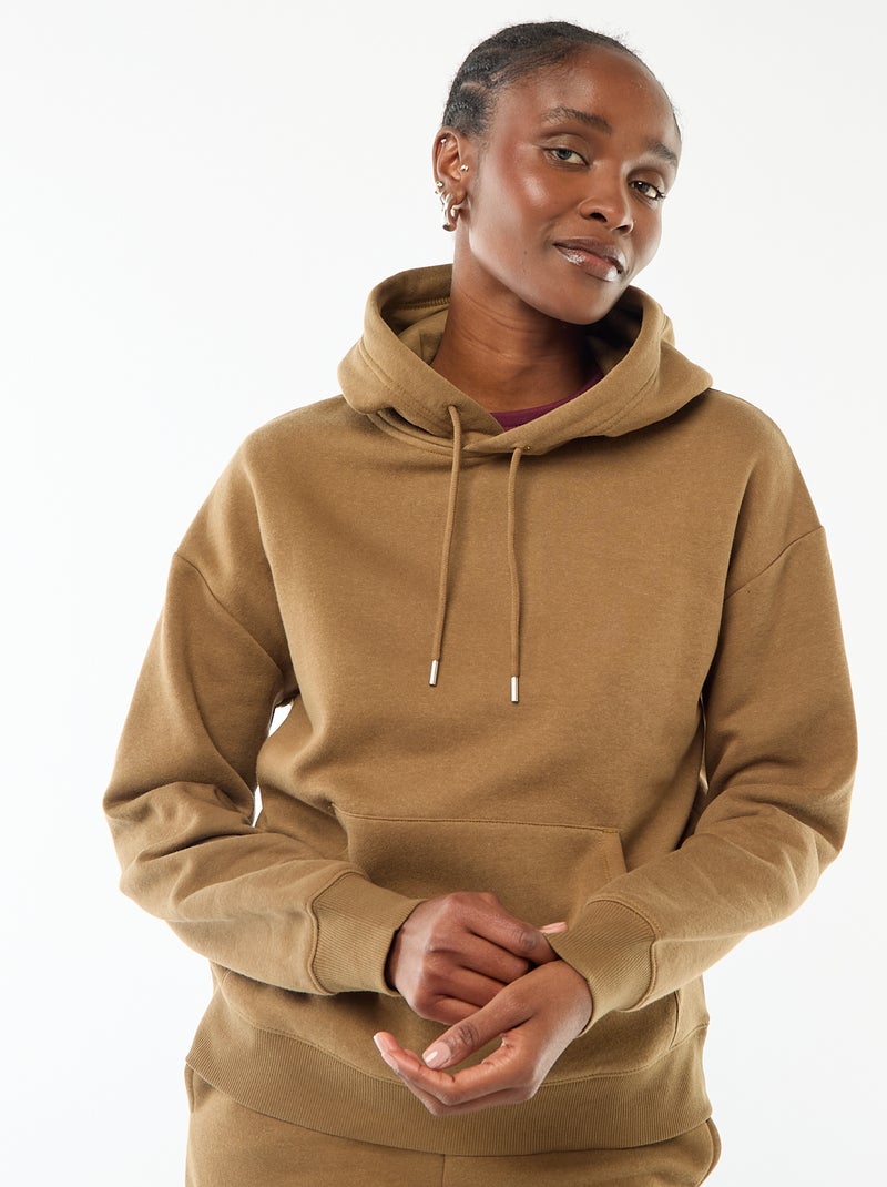 Sweat à capuche uni Marron - Kiabi