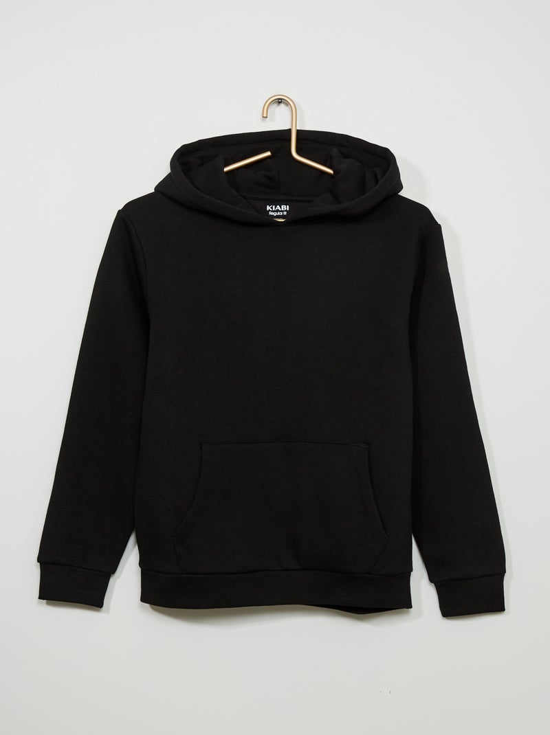 Sweat à capuche uni noir - Kiabi