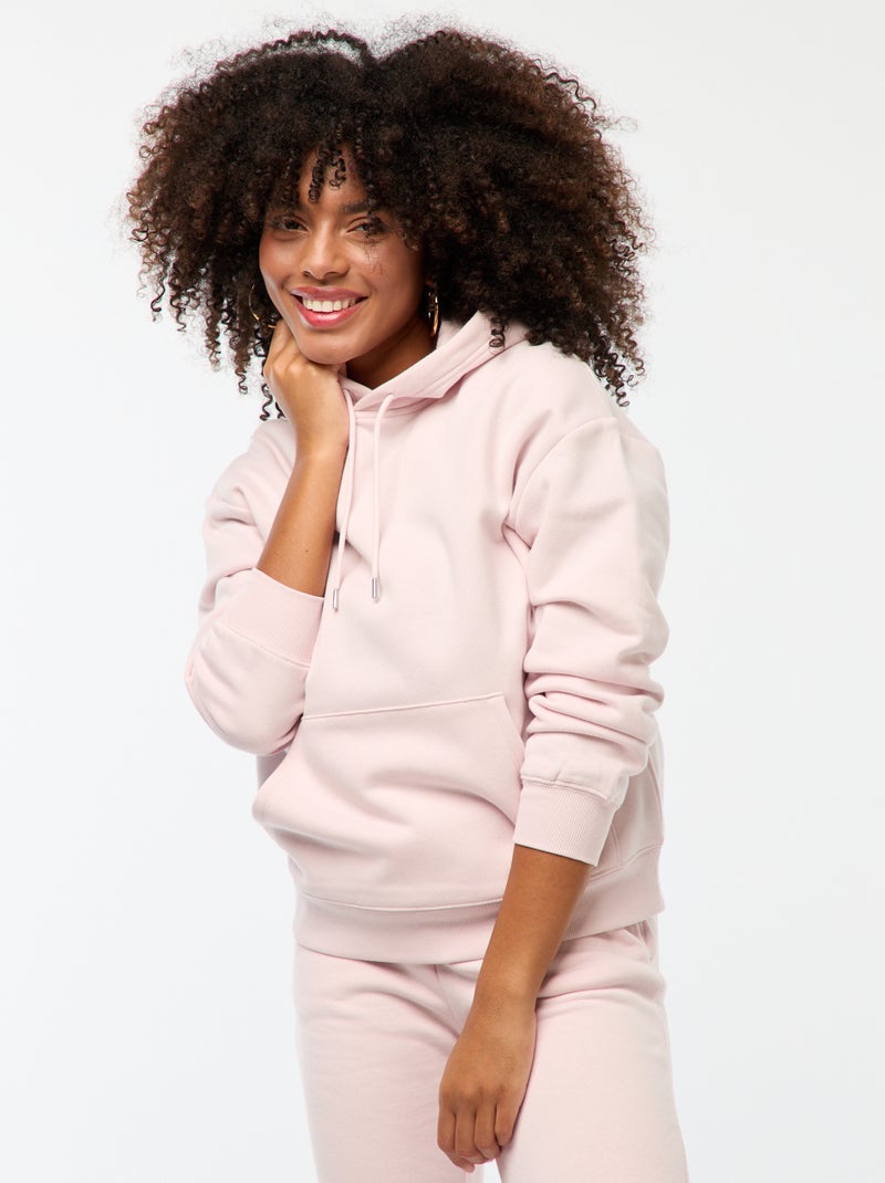 Sweat à capuche uni Rose - Kiabi