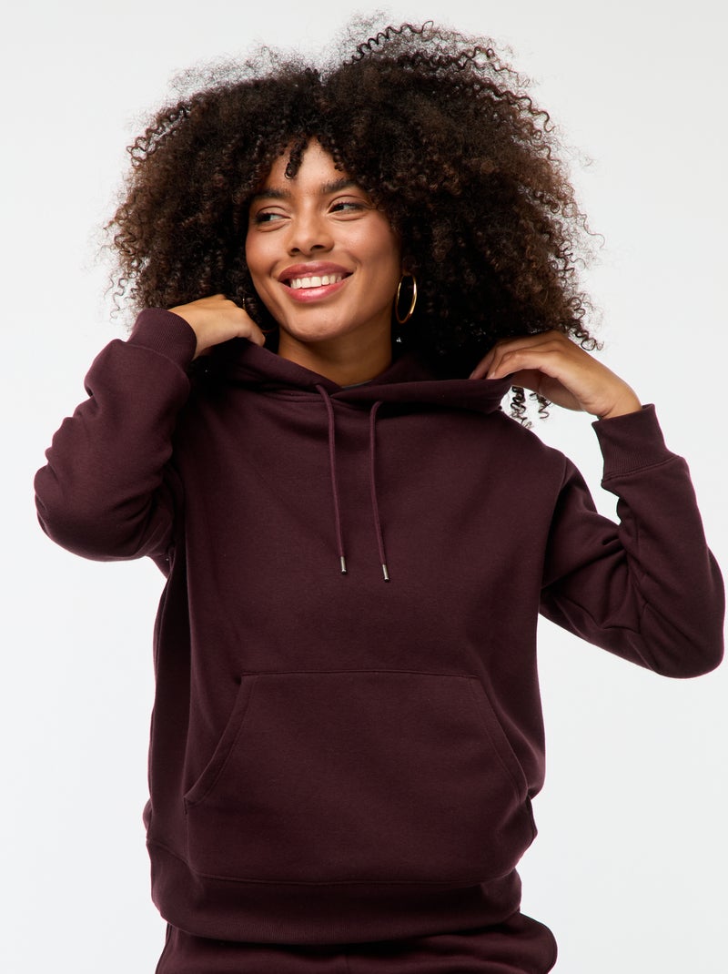 Sweat à capuche uni Violet - Kiabi