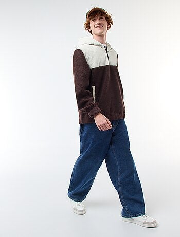 Sweat à capuche zippé bicolore