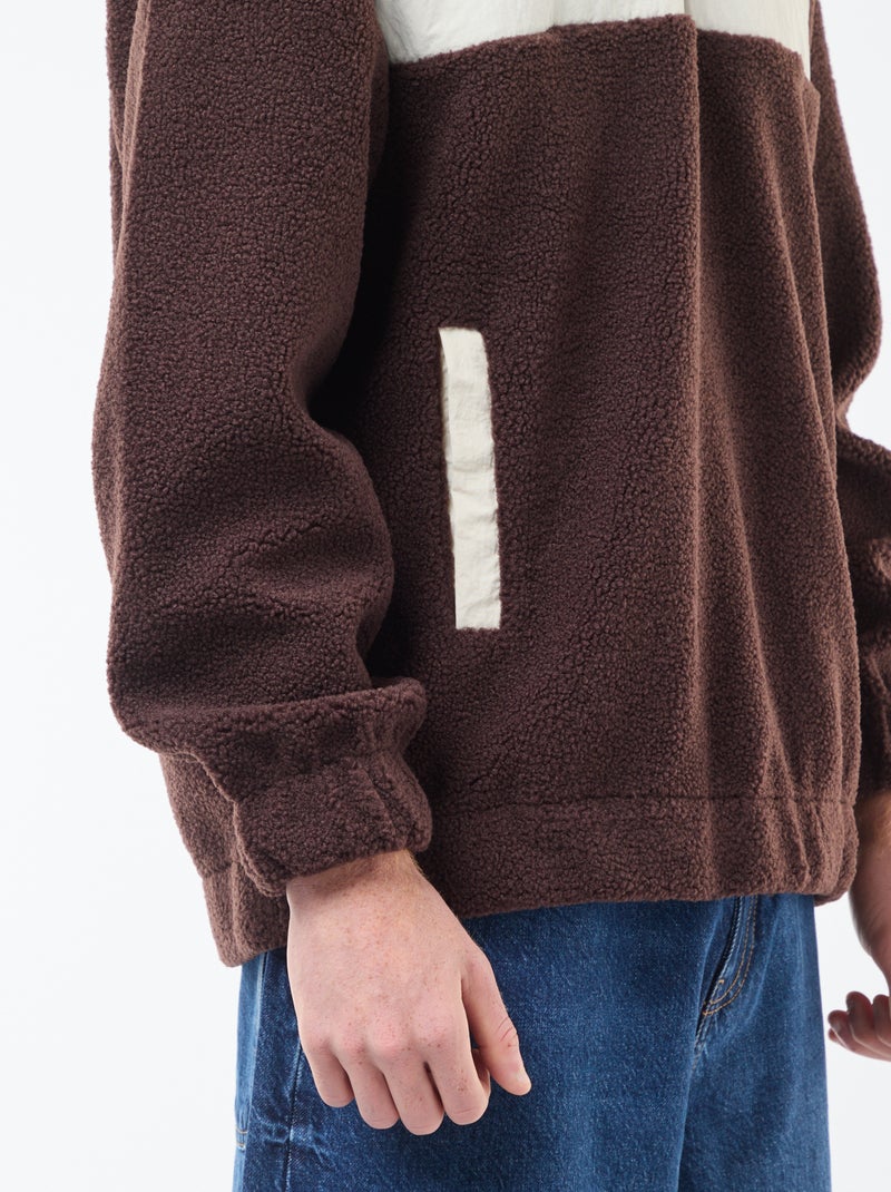 Sweat à capuche zippé bicolore Beige - Kiabi