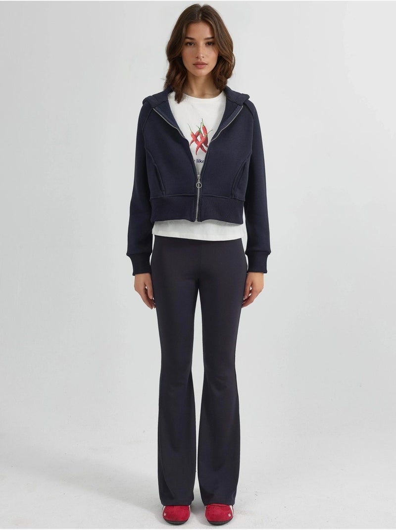 Sweat à capuche zippé coupe décontractée hiccup Bleu marine - Kiabi
