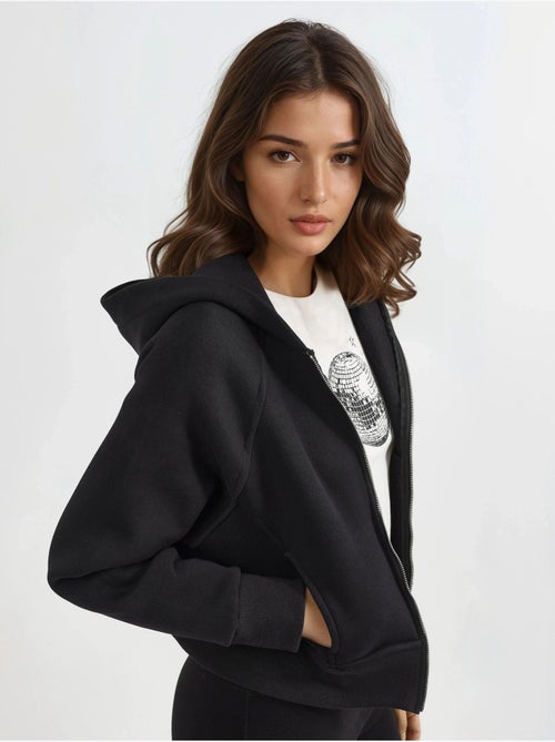 Sweat à capuche zippé coupe décontractée hiccup - Kiabi Sweat à capuche zippé coupe décontractée hiccup - Kiabi