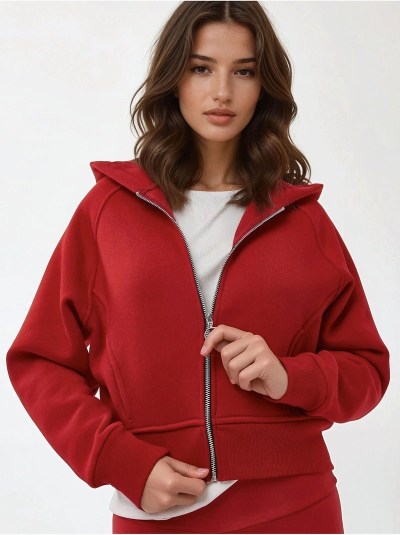 Sweat à capuche zippé coupe décontractée hiccup Rouge - Kiabi