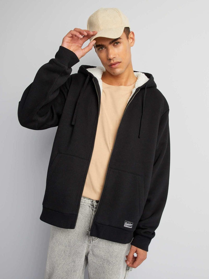 Sweat à capuche zippé doublé effet moutonné BLACK LAB - Kiabi