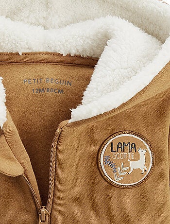 Sweat à capuche zippé enfant en molleton lamascotte