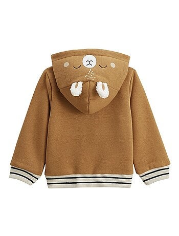 Sweat à capuche zippé enfant en molleton lamascotte