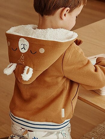 Sweat à capuche zippé enfant en molleton lamascotte